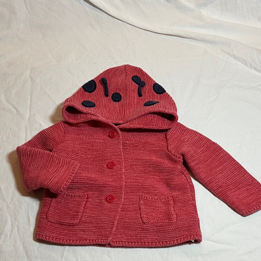 6-12M GAP Baby Pink Ladybug Knit Cardigan